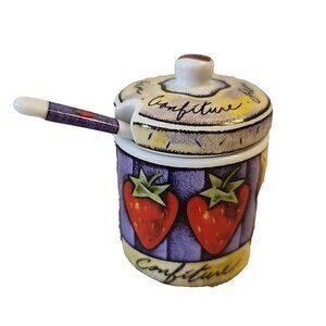 Fruit Jam Jelly Jar with Lid and Spoon MSC Joie De Vivre Confiture